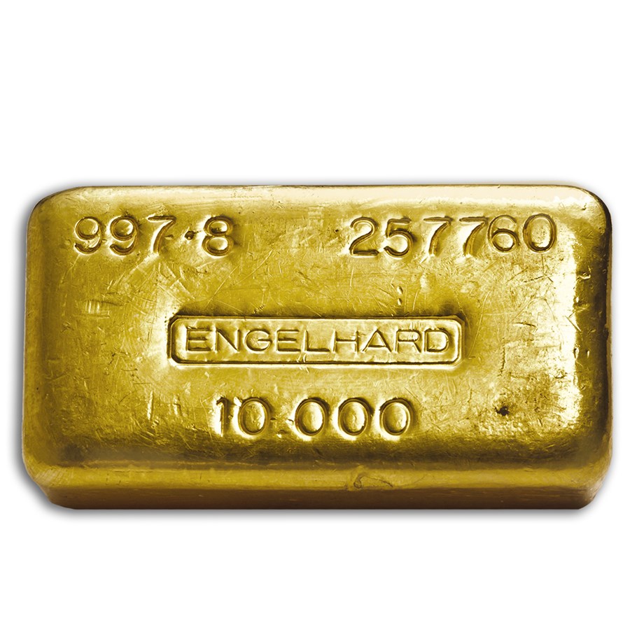 Buy 10 oz Gold Engelhard Bar (Poured, 997.8 Fine) | APMEX
