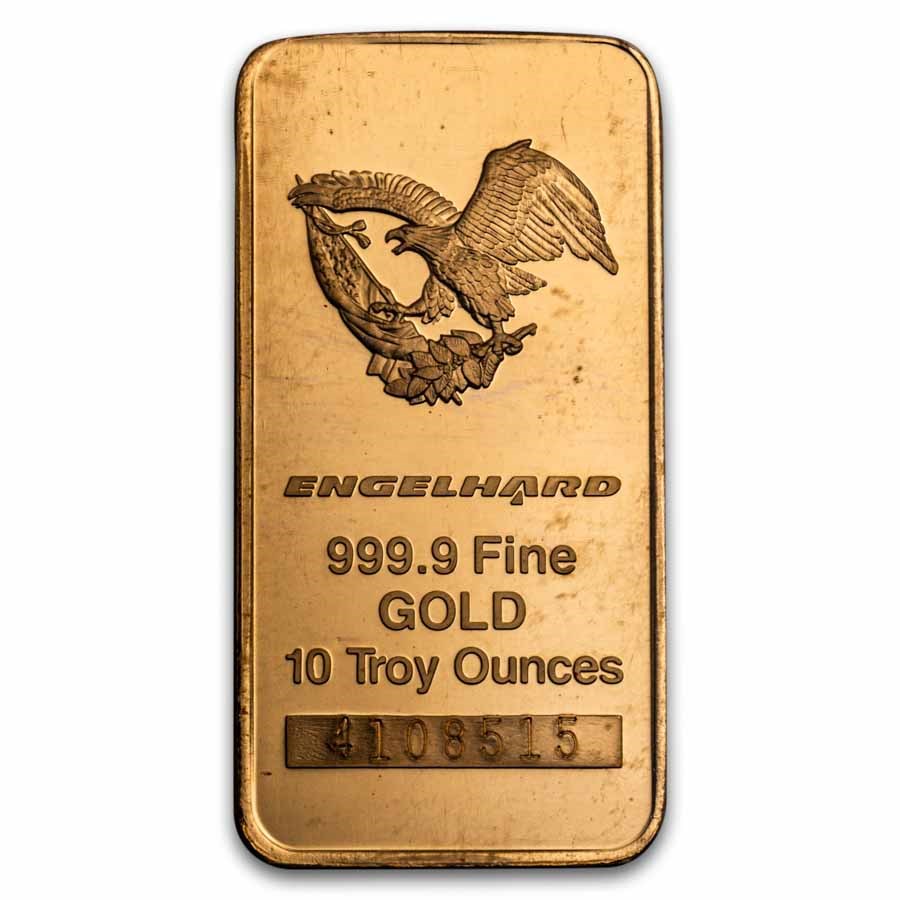 10 oz Gold Bar - Engelhard (Tall-Eagle Design, Gold Card Assay)