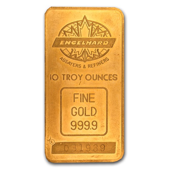 10 oz Gold Bar - Engelhard (Tall, Maple/Smooth) 10 oz Gold Bar - Engelhard (Tall, Maple/Smooth)