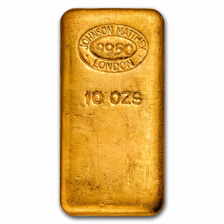 10 oz Gold Bar - Johnson Matthey-London (Poured, .995 Fine)