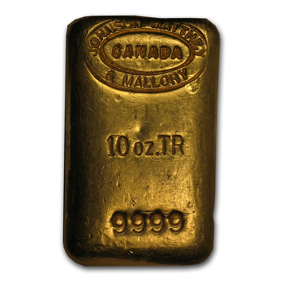 Buy 10 oz Gold Bar Johnson Matthey & Mallory (Poured) APMEX