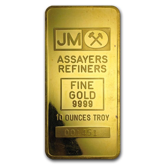 10 oz Gold Bar - Johnson Matthey (Pressed, Plain Back) 10 oz Gold Bar - Johnson Matthey (Pressed, Plain Back)