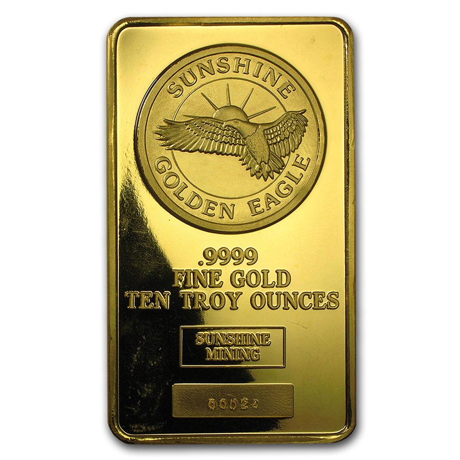 Buy 10 oz Gold Bar Sunshine Mining (Golden Eagle, Low Serial 24) APMEX