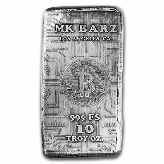 10 oz Hand Poured Silver Bar - Bitcoin 10 oz Hand Poured Silver Bar - Bitcoin