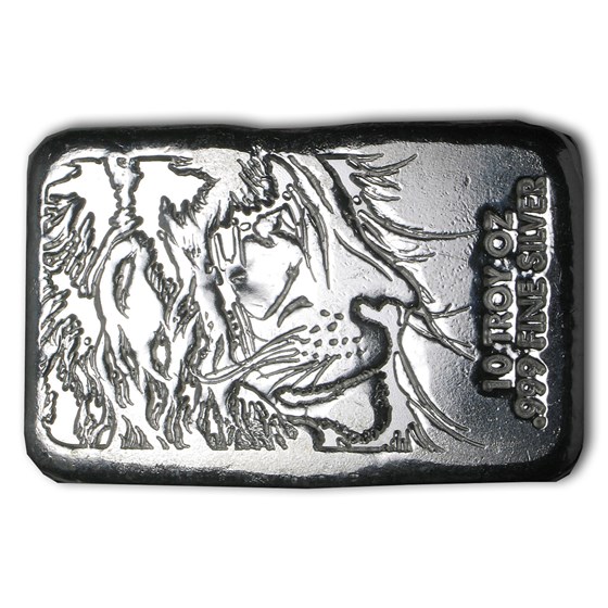 10 oz Hand Poured Silver Bar - Lion 10 oz Hand Poured Silver Bar - Lion