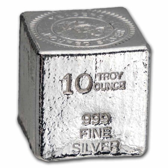 10 oz Hand Poured Silver - Cube