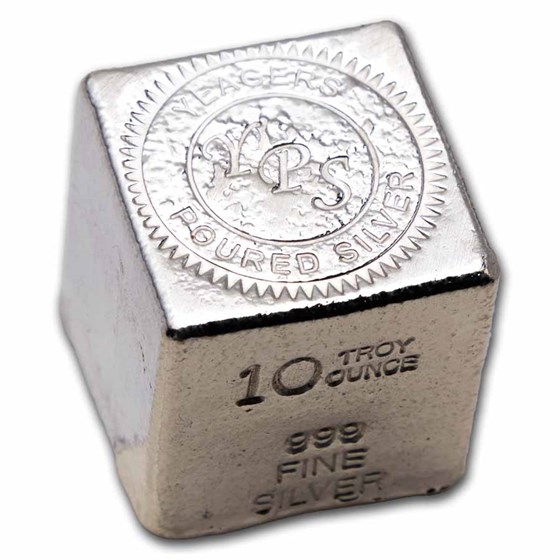 10 oz Hand Poured Silver - Cube 10 oz Hand Poured Silver - Cube