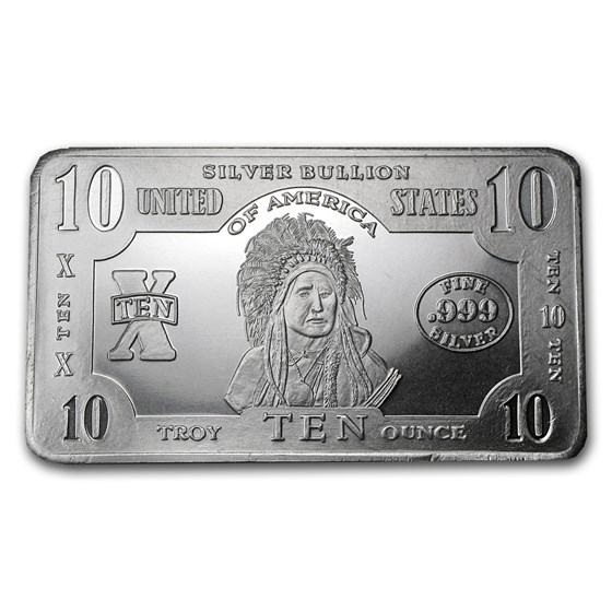 10 oz Silver Bar - 1899 $5 Indian 10 oz Silver Bar - 1899 $5 Indian
