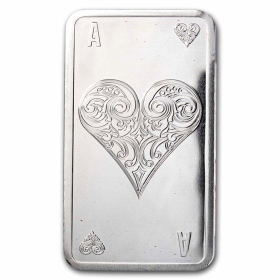10 oz Silver Bar - Ace of Hearts 10 oz Silver Bar - Ace of Hearts