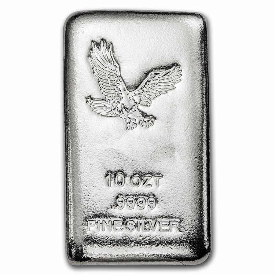 10 oz Silver Bar - American Bald Eagle .9999 Fine