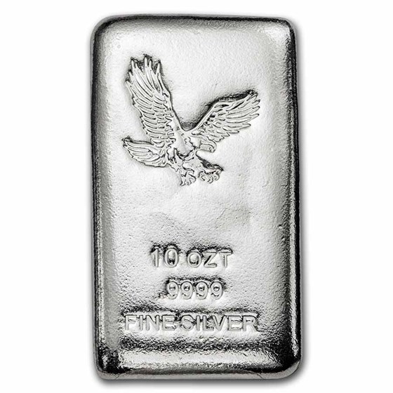 10 oz Silver Bar - American Bald Eagle .9999 Fine 10 oz Silver Bar - American Bald Eagle .9999 Fine