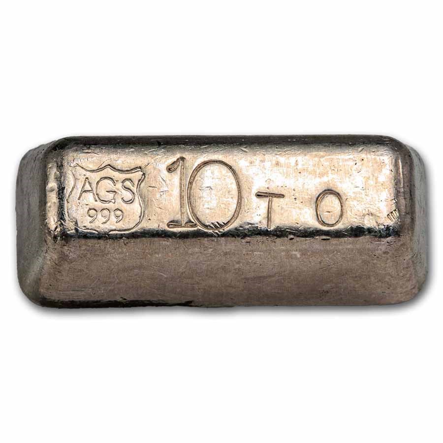 10 oz Silver Bar - American Gold & Silver Inc (AGS)