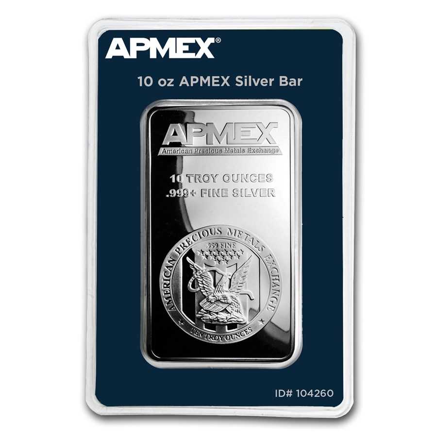 1 oz Silver Bar - APMEX (Lot of 10 Bars)