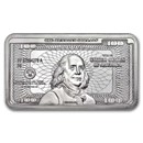 10 oz Silver Bar – Ben Franklin $100 Bill Design