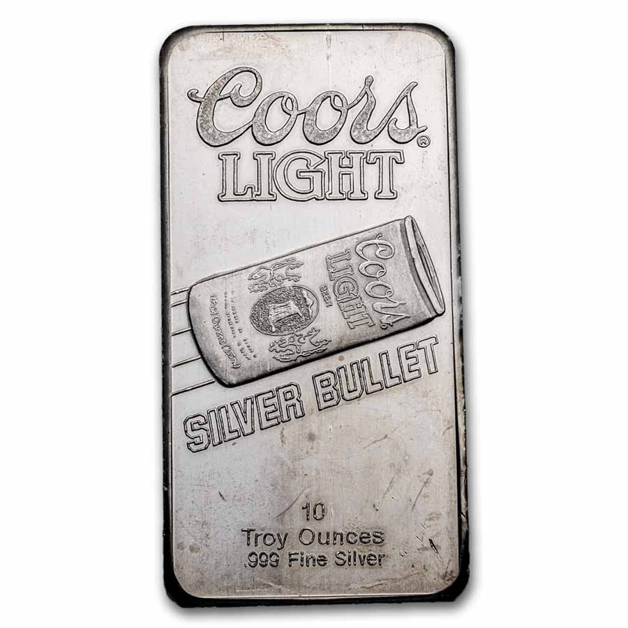 Buy 10 oz Silver Bar - Coors Light® Silver Bullet | APMEX