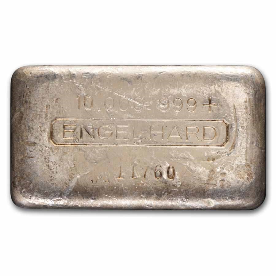 10 oz Silver Bar - Engelhard (3rd Series, Cast Poured, Error)