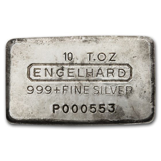 10 oz Silver Bar - Engelhard (6th Gen, "P" Prefix, Cast Poured) 10 oz Silver Bar - Engelhard (6th Gen, "P" Prefix, Cast Poured)