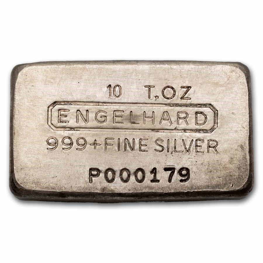 10 oz Silver Bar - Engelhard (6th Gen, "P" Prefix, P000179)