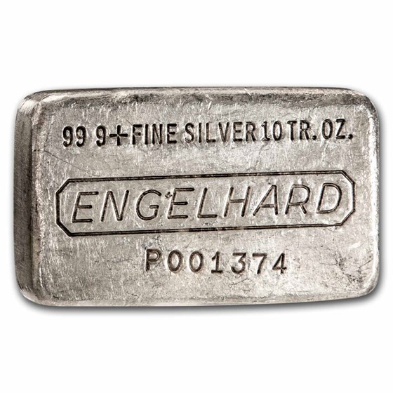 10 oz Silver Bar - Engelhard (Cast, 7th Series, "P" Prefix) 10 oz Silver Bar - Engelhard (Cast, 7th Series, "P" Prefix)