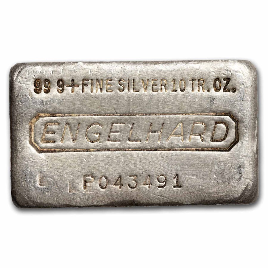 10 oz Silver Bar - Engelhard (Poured, 7th Series, "P" Prefix)