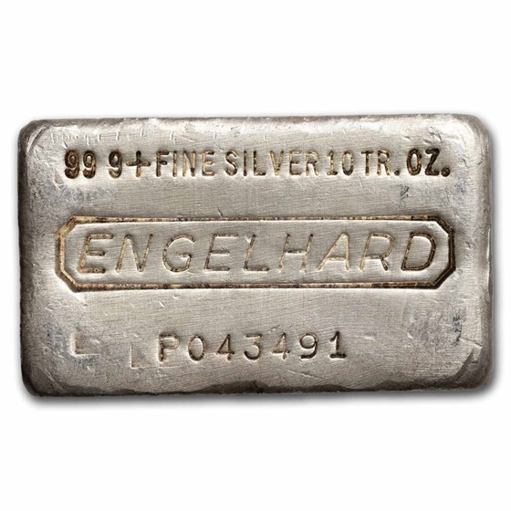 10 oz Silver Bar - Engelhard (Poured, 7th Series, "P" Prefix) 10 oz Silver Bar - Engelhard (Poured, 7th Series, "P" Prefix)