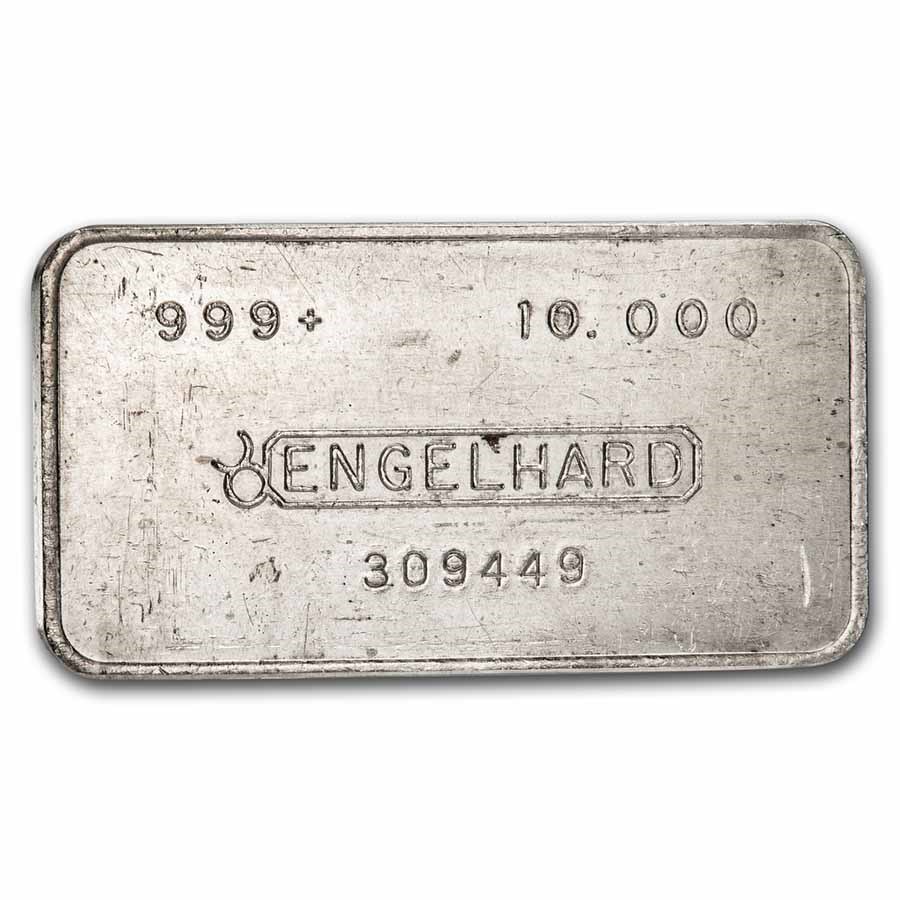 10 oz Silver Bar - Engelhard (Pressed, Bull Logo, 2nd Series)