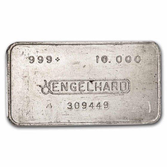 10 oz Silver Bar - Engelhard (Pressed, Bull Logo, 2nd Series) 10 oz Silver Bar - Engelhard (Pressed, Bull Logo, 2nd Series)
