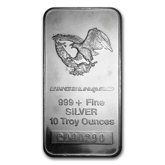 10 oz Silver Bar - Engelhard (Tall, Eagle Design) 10 oz Silver Bar - Engelhard (Tall, Eagle Design)