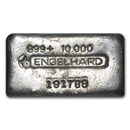 10 oz Silver Bar - Engelhard (Wide, Poured, Bull Logo)