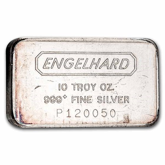 10 oz Silver Bar - Engelhard (Wide-Struck/Logo Back, "P" Prefix) 10 oz Silver Bar - Engelhard (Wide-Struck/Logo Back, "P" Prefix)