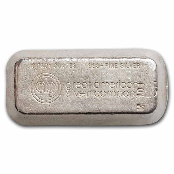 10 oz Silver Bar - Great American AG Vintage Poured