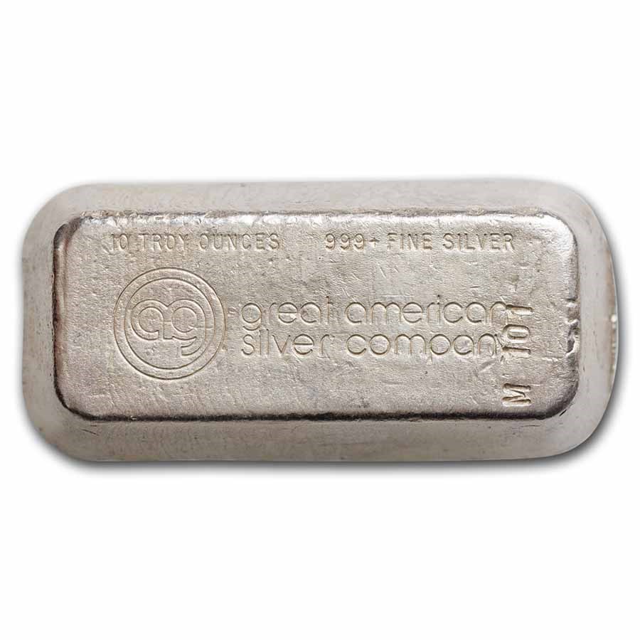 10 oz Silver Bar - Great American AG Vintage Poured
