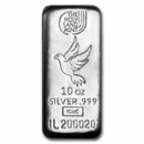 10 oz Silver Bar - Holy Land Mint (Dove of Peace, Cast-Poured)