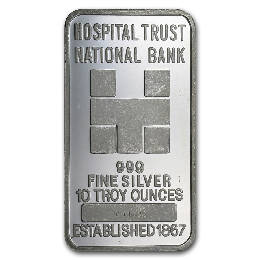 10 oz Silver Bar - Hospital Trust National Bank