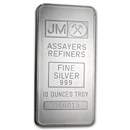 10 oz Silver Bar - Johnson Matthey (Pressed, Plain Back)