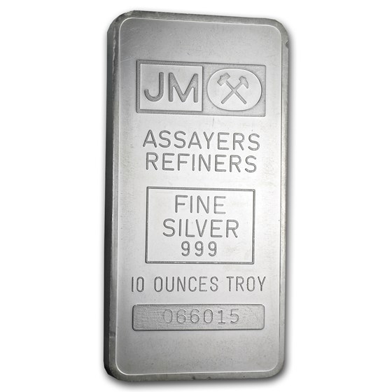 10 oz Silver Bar - Johnson Matthey (Pressed, Plain Back) 10 oz Silver Bar - Johnson Matthey (Pressed, Plain Back)