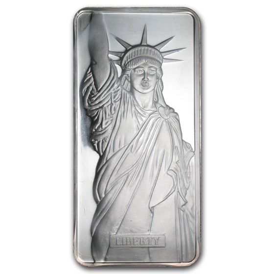 10 oz Silver Bar - Johnson Matthey (Statue of Liberty, MTB) 10 oz Silver Bar - Johnson Matthey (Statue of Liberty, MTB)