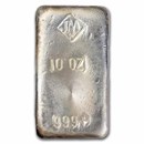10 oz Silver Bar - Johnson Matthey (Vintage, Poured)