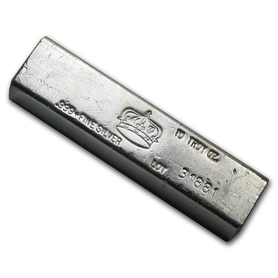 10 oz Silver Bar - MG Crown