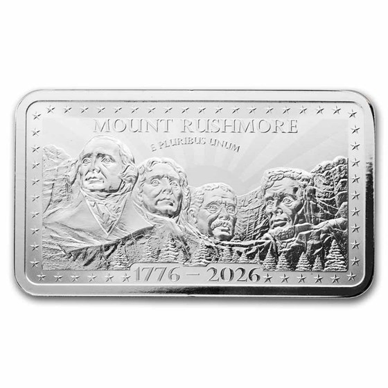 10 oz Silver Bar - Mount Rushmore (America's 250th)