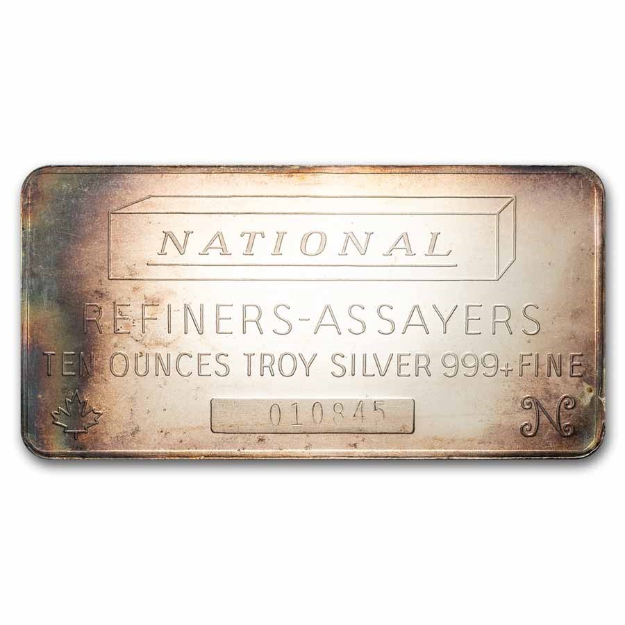 10 oz Silver Bar - National Refiners-Assayers (Canada Horizontal)