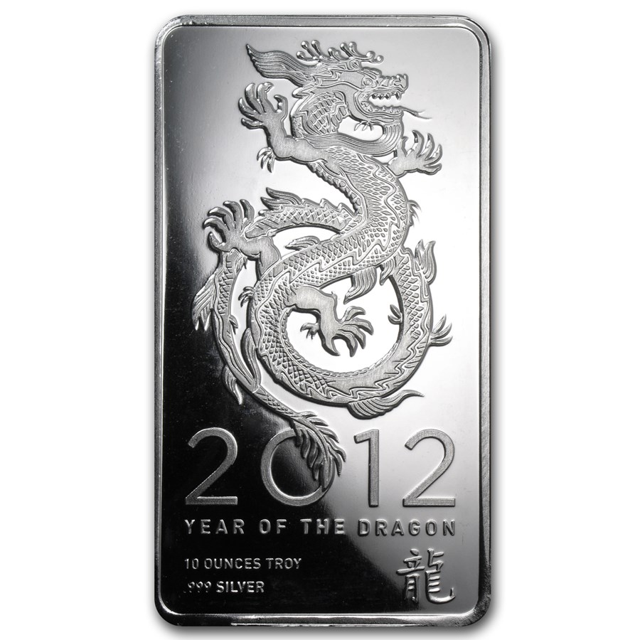 10 oz Silver Bar - OPM (2012 Year of the Dragon)