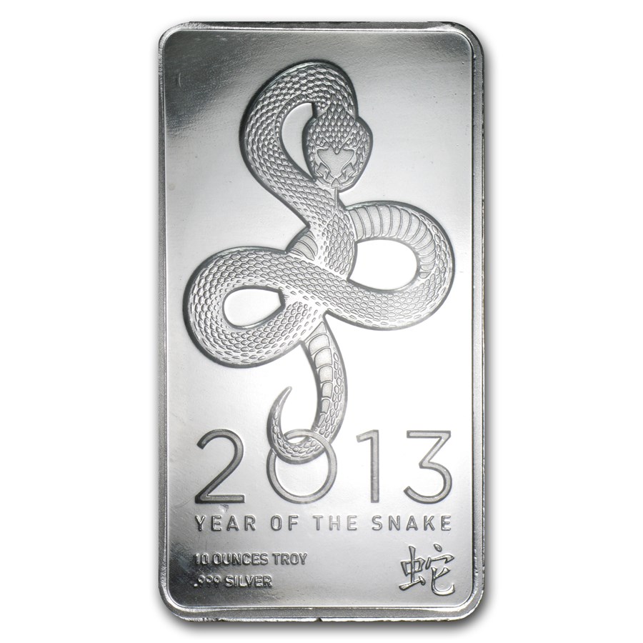 2013 Year Of The Snake 10 Oz Silver Bar