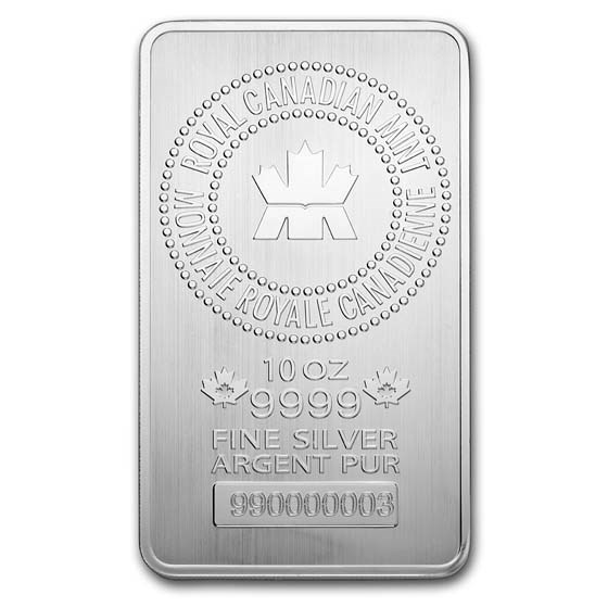 10 oz Silver Bar - Royal Canadian Mint (.9999 Fine, New Style)