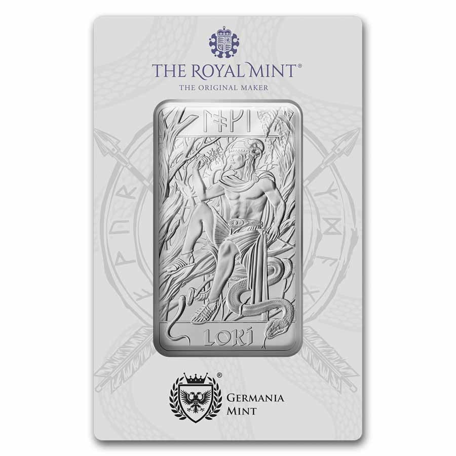 10 oz Silver Bar - The Royal Mint & Germania Mint Norse Gods:Loki