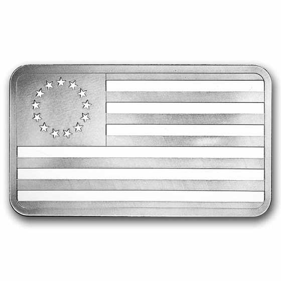 10 oz Silver Bar - U.S. Betsy Ross Flag