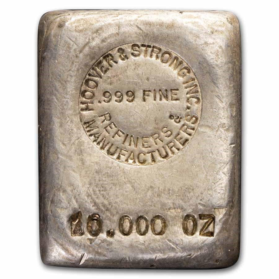 10 oz Silver Bar - Vintage Hoover & Strong (OZ Stamp)