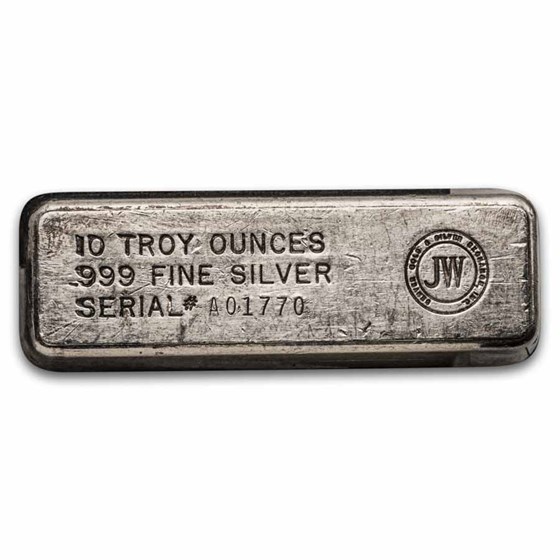 10 oz Silver Bar - Vintage JW Denver Gold & Silver Exchange
