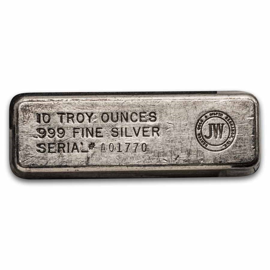 10 oz Silver Bar - Vintage JW Denver Gold & Silver Exchange