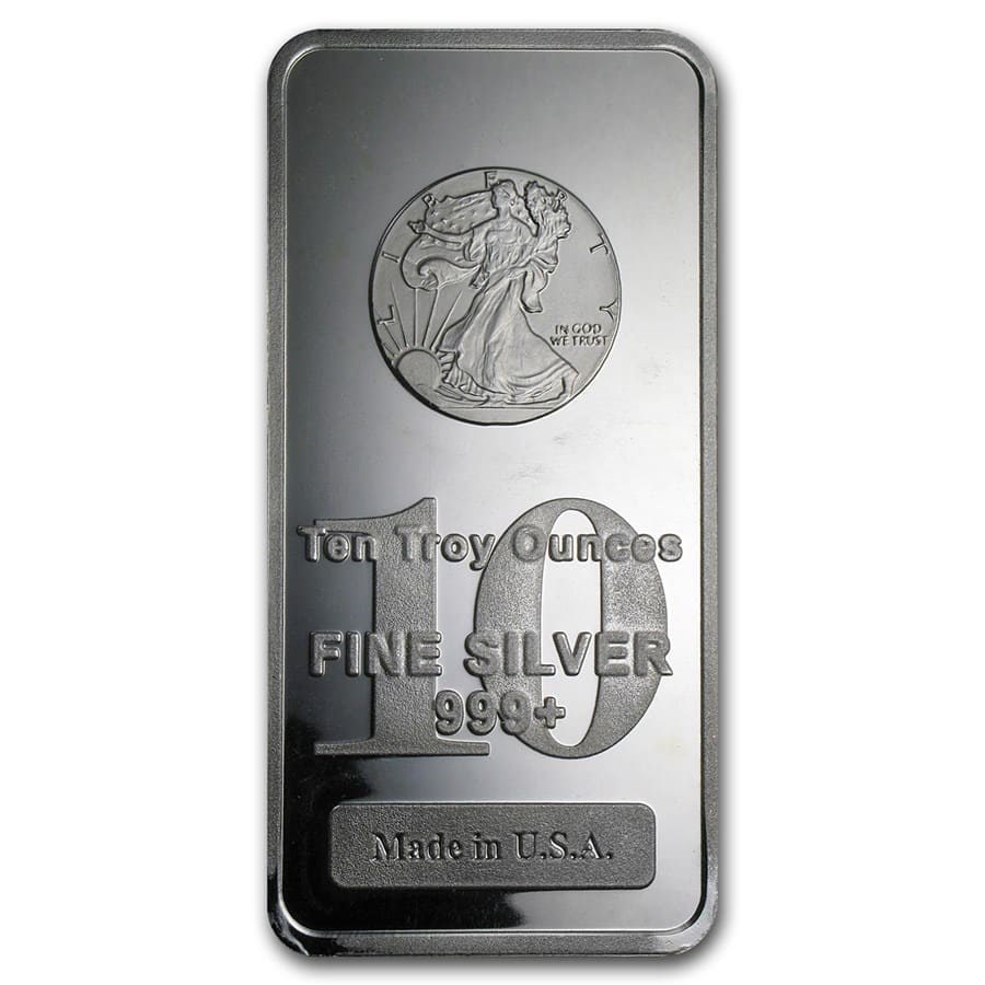 10 oz Silver Bar - Walking Liberty Design
